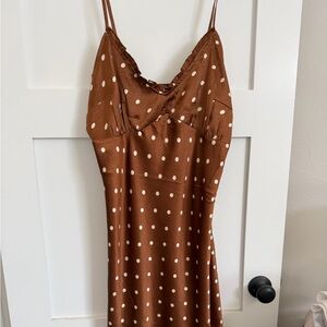 Brown Polka Dot Slip Dress